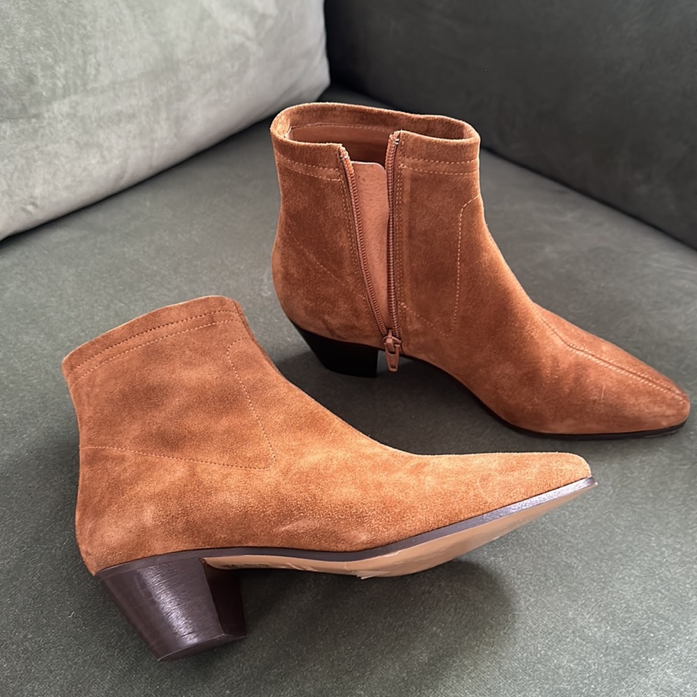Maje Flika Tan Brown Suede Ankle Boots
